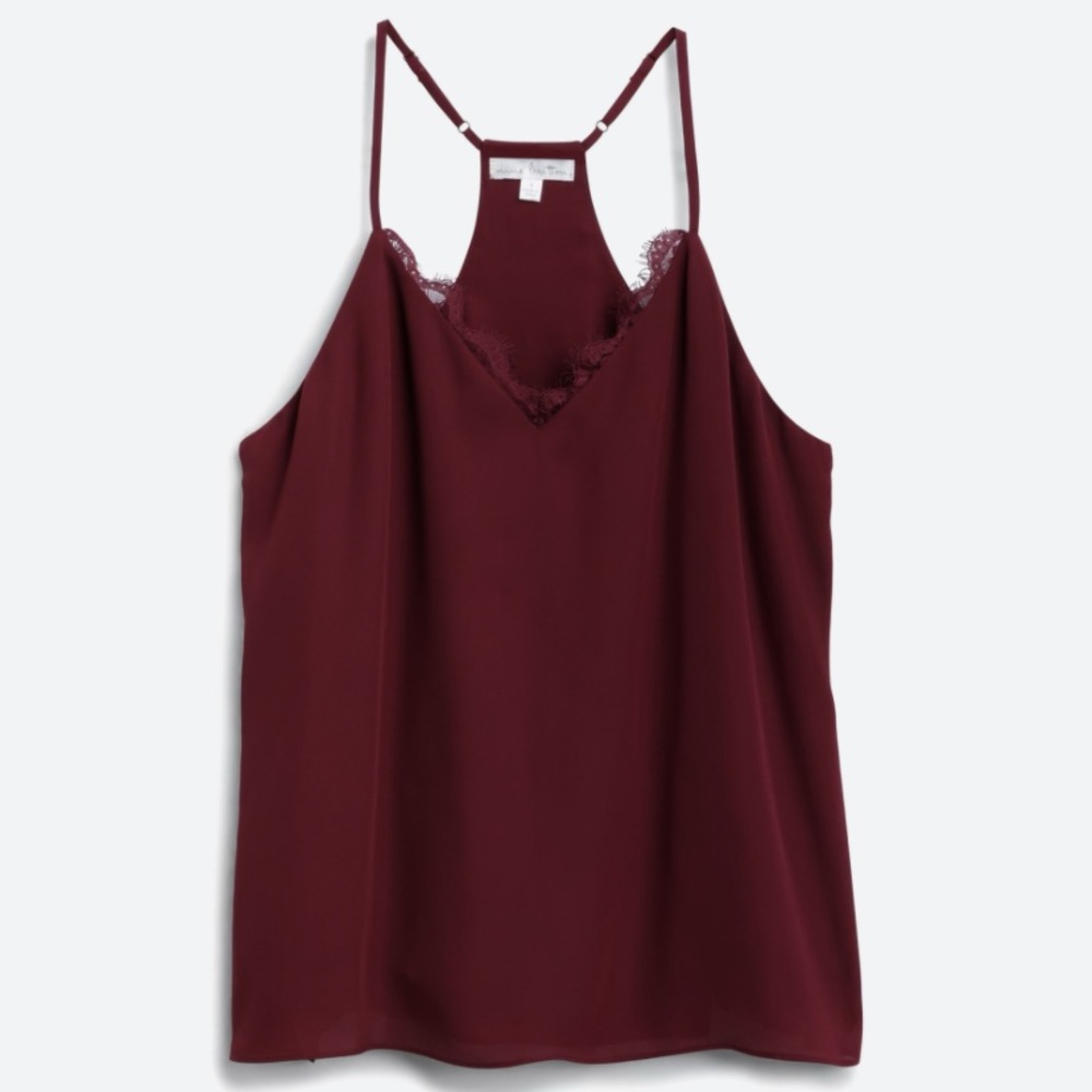 Nine Britton Marina Lace Detail Cami in Burgundy